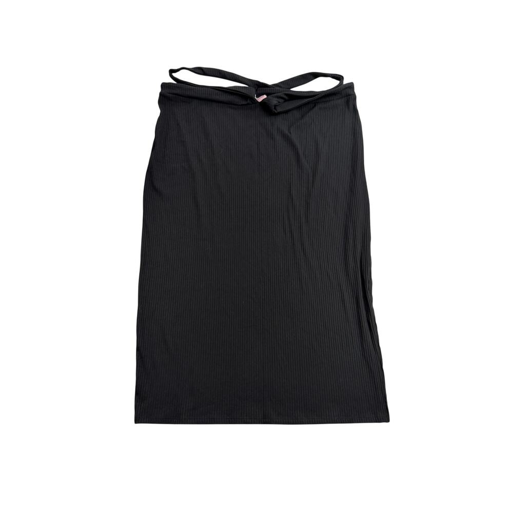 Future Collective Women's Black Cross Waist Rib-Knit Midi Skirt - Size 1X - NWT